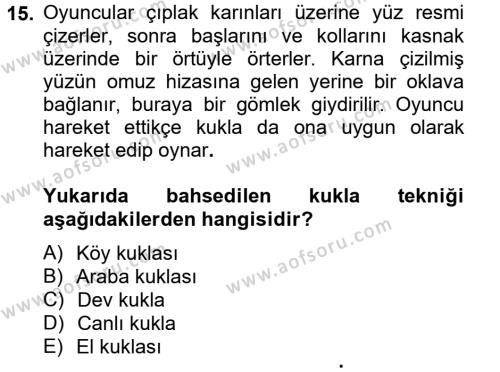 Halk Edebiyatına Giriş 2 Dersi 2012 - 2013 Yılı (Vize) Ara Sınavı 15. Soru