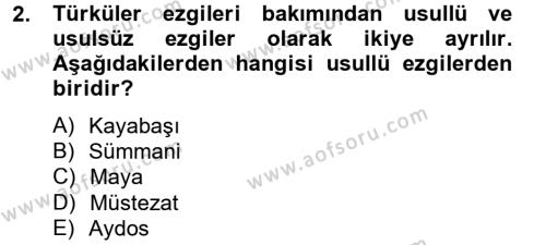 Halk Edebiyatına Giriş 2 Dersi 2012 - 2013 Yılı (Final) Dönem Sonu Sınavı 2. Soru