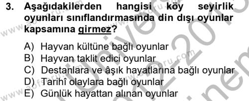 Halk Edebiyatına Giriş 2 Dersi 2012 - 2013 Yılı (Final) Dönem Sonu Sınavı 3. Soru