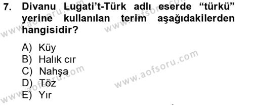 Halk Edebiyatına Giriş 2 Dersi 2012 - 2013 Yılı (Final) Dönem Sonu Sınavı 7. Soru