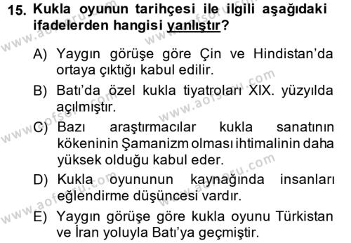 Halk Edebiyatına Giriş 2 Dersi 2014 - 2015 Yılı (Vize) Ara Sınavı 15. Soru