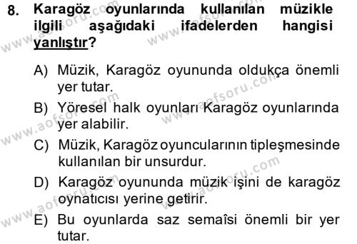 Halk Edebiyatına Giriş 2 Dersi 2014 - 2015 Yılı (Vize) Ara Sınavı 8. Soru