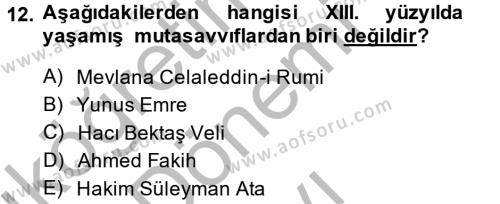 Halk Edebiyatına Giriş 2 Dersi 2014 - 2015 Yılı (Final) Dönem Sonu Sınavı 12. Soru