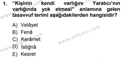 Eski Türk Edebiyatına Giriş: Biçim ve Ölçü Dersi 2012 - 2013 Yılı (Vize) Ara Sınavı 1. Soru