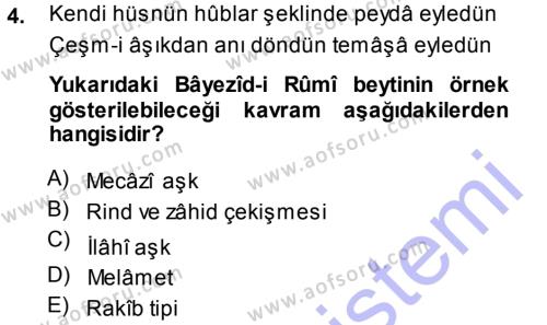 Eski Türk Edebiyatına Giriş: Biçim ve Ölçü Dersi 2013 - 2014 Yılı (Vize) Ara Sınavı 4. Soru