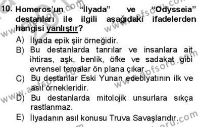 Batı Edebiyatında Akımlar 1 Dersi 2012 - 2013 Yılı (Vize) Ara Sınavı 10. Soru