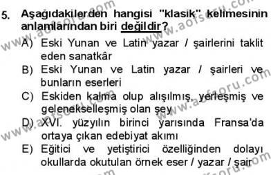 Batı Edebiyatında Akımlar 1 Dersi 2012 - 2013 Yılı (Final) Dönem Sonu Sınavı 5. Soru