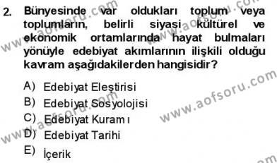 Batı Edebiyatında Akımlar 1 Dersi 2013 - 2014 Yılı (Vize) Ara Sınavı 2. Soru