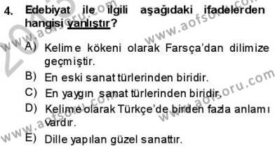 Batı Edebiyatında Akımlar 1 Dersi 2013 - 2014 Yılı (Vize) Ara Sınavı 4. Soru