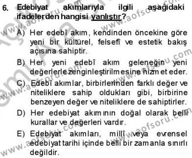 Batı Edebiyatında Akımlar 1 Dersi 2013 - 2014 Yılı (Vize) Ara Sınavı 6. Soru