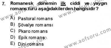 Batı Edebiyatında Akımlar 1 Dersi 2013 - 2014 Yılı (Vize) Ara Sınavı 7. Soru