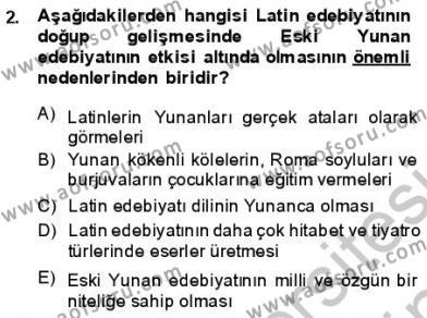 Batı Edebiyatında Akımlar 1 Dersi 2013 - 2014 Yılı (Final) Dönem Sonu Sınavı 2. Soru