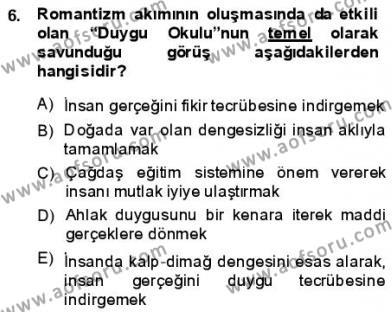 Batı Edebiyatında Akımlar 1 Dersi 2013 - 2014 Yılı (Final) Dönem Sonu Sınavı 6. Soru