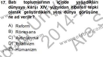 Batı Edebiyatında Akımlar 1 Dersi 2014 - 2015 Yılı (Vize) Ara Sınavı 17. Soru
