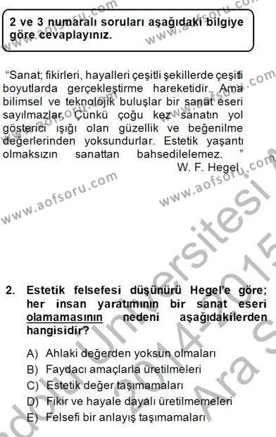 Batı Edebiyatında Akımlar 1 Dersi 2014 - 2015 Yılı (Vize) Ara Sınavı 2. Soru
