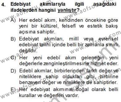 Batı Edebiyatında Akımlar 1 Dersi 2014 - 2015 Yılı (Vize) Ara Sınavı 4. Soru