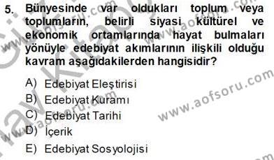Batı Edebiyatında Akımlar 1 Dersi 2014 - 2015 Yılı (Vize) Ara Sınavı 5. Soru