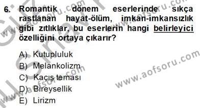 Batı Edebiyatında Akımlar 1 Dersi 2014 - 2015 Yılı (Final) Dönem Sonu Sınavı 6. Soru