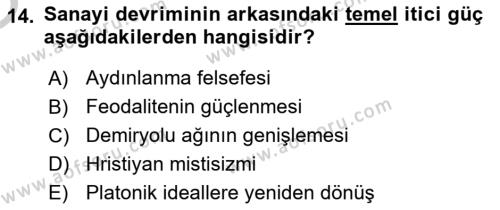 Batı Edebiyatında Akımlar 1 Dersi 2018 - 2019 Yılı Yaz Okulu Sınavı 14. Soru