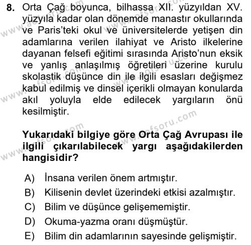 Batı Edebiyatında Akımlar 1 Dersi 2018 - 2019 Yılı Yaz Okulu Sınavı 8. Soru