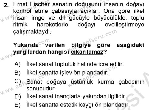 Batı Edebiyatında Akımlar 1 Dersi 2019 - 2020 Yılı (Vize) Ara Sınavı 2. Soru