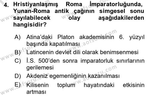 Batı Edebiyatında Akımlar 1 Dersi 2021 - 2022 Yılı Yaz Okulu Sınavı 4. Soru