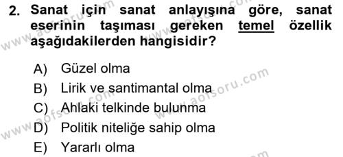 Batı Edebiyatında Akımlar 1 Dersi 2022 - 2023 Yılı Yaz Okulu Sınavı 2. Soru