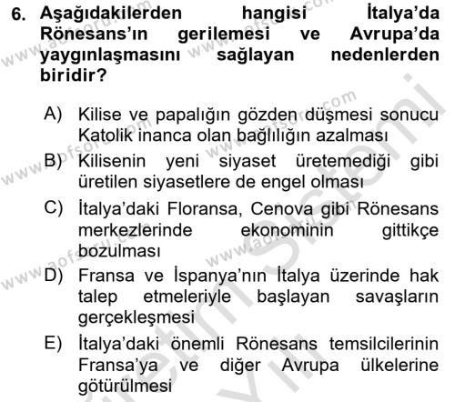 Batı Edebiyatında Akımlar 1 Dersi 2022 - 2023 Yılı Yaz Okulu Sınavı 6. Soru