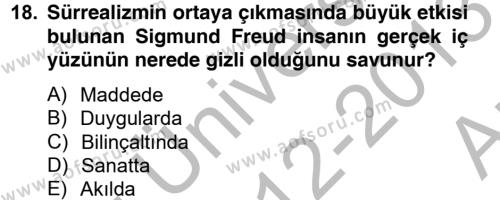 Batı Edebiyatında Akımlar 2 Dersi 2012 - 2013 Yılı (Vize) Ara Sınavı 18. Soru