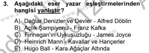 Batı Edebiyatında Akımlar 2 Dersi 2012 - 2013 Yılı (Vize) Ara Sınavı 3. Soru