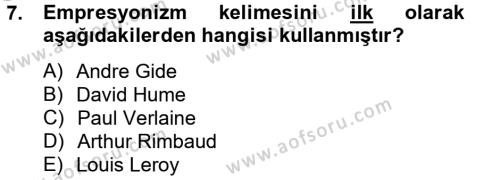 Batı Edebiyatında Akımlar 2 Dersi 2012 - 2013 Yılı (Vize) Ara Sınavı 7. Soru