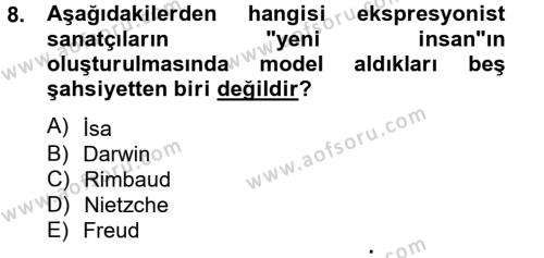 Batı Edebiyatında Akımlar 2 Dersi 2012 - 2013 Yılı (Vize) Ara Sınavı 8. Soru