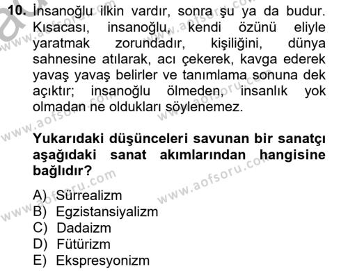 Batı Edebiyatında Akımlar 2 Dersi 2012 - 2013 Yılı (Final) Dönem Sonu Sınavı 10. Soru