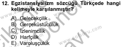 Batı Edebiyatında Akımlar 2 Dersi 2012 - 2013 Yılı (Final) Dönem Sonu Sınavı 12. Soru