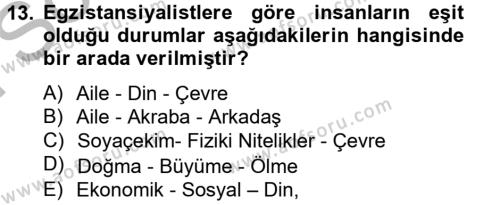 Batı Edebiyatında Akımlar 2 Dersi 2012 - 2013 Yılı (Final) Dönem Sonu Sınavı 13. Soru
