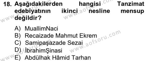 Batı Edebiyatında Akımlar 2 Dersi 2012 - 2013 Yılı (Final) Dönem Sonu Sınavı 18. Soru
