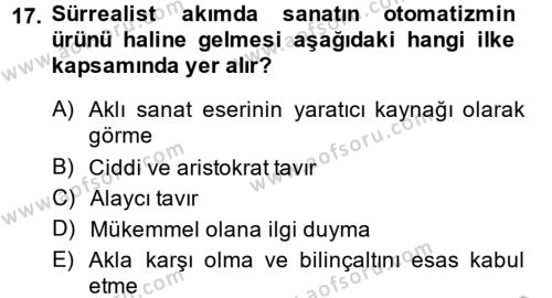 Batı Edebiyatında Akımlar 2 Dersi 2013 - 2014 Yılı (Vize) Ara Sınavı 17. Soru