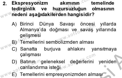 Batı Edebiyatında Akımlar 2 Dersi 2013 - 2014 Yılı (Vize) Ara Sınavı 2. Soru