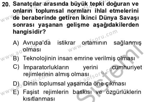 Batı Edebiyatında Akımlar 2 Dersi 2013 - 2014 Yılı (Vize) Ara Sınavı 20. Soru