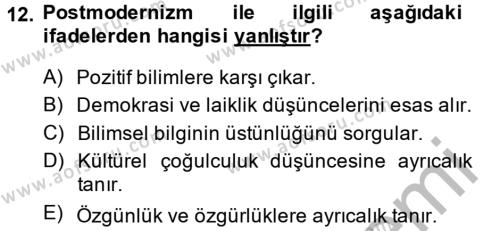Batı Edebiyatında Akımlar 2 Dersi 2013 - 2014 Yılı (Final) Dönem Sonu Sınavı 12. Soru