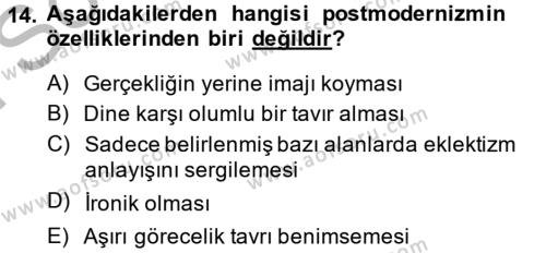 Batı Edebiyatında Akımlar 2 Dersi 2013 - 2014 Yılı (Final) Dönem Sonu Sınavı 14. Soru