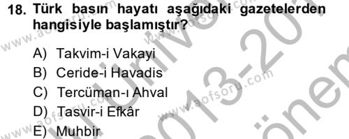 Batı Edebiyatında Akımlar 2 Dersi 2013 - 2014 Yılı (Final) Dönem Sonu Sınavı 18. Soru