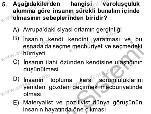 Batı Edebiyatında Akımlar 2 Dersi 2013 - 2014 Yılı (Final) Dönem Sonu Sınavı 5. Soru