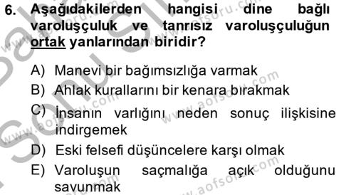 Batı Edebiyatında Akımlar 2 Dersi 2013 - 2014 Yılı (Final) Dönem Sonu Sınavı 6. Soru
