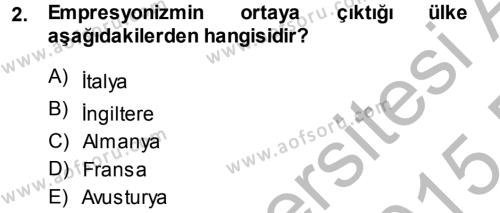 Batı Edebiyatında Akımlar 2 Dersi 2014 - 2015 Yılı (Vize) Ara Sınavı 2. Soru