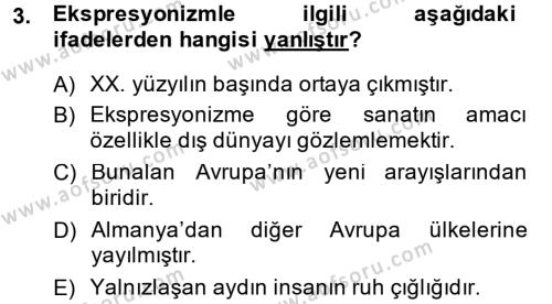 Batı Edebiyatında Akımlar 2 Dersi 2014 - 2015 Yılı (Vize) Ara Sınavı 3. Soru