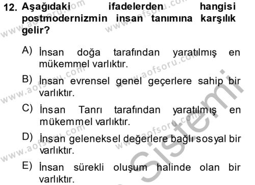 Batı Edebiyatında Akımlar 2 Dersi 2014 - 2015 Yılı (Final) Dönem Sonu Sınavı 12. Soru