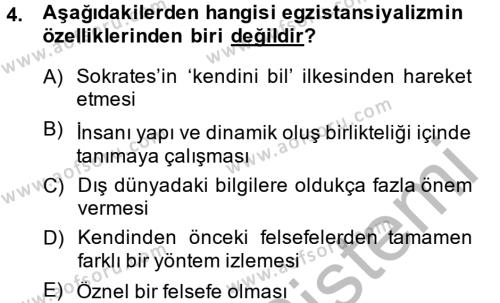 Batı Edebiyatında Akımlar 2 Dersi 2014 - 2015 Yılı (Final) Dönem Sonu Sınavı 4. Soru