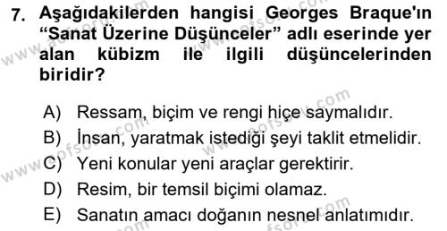 Batı Edebiyatında Akımlar 2 Dersi 2021 - 2022 Yılı (Vize) Ara Sınavı 7. Soru