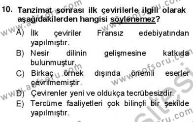 Yeni Türk Edebiyatına Giriş 1 Dersi 2012 - 2013 Yılı (Vize) Ara Sınavı 10. Soru